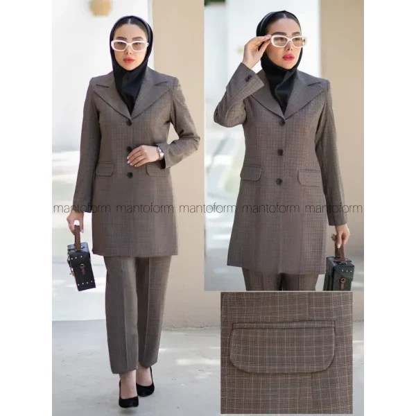 مانتوشلوار کتی چهارخونه کد ۷۳۴