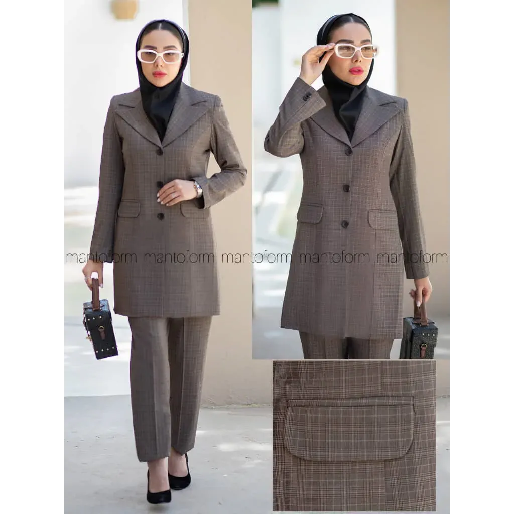 مانتوشلوار کتی چهارخونه کد ۷۳۴