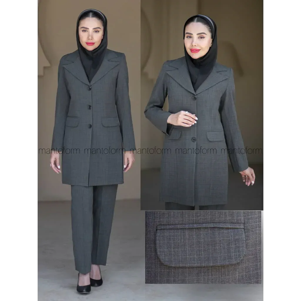 مانتو شلوار کتی چهارخونه کد ۷۳۴
